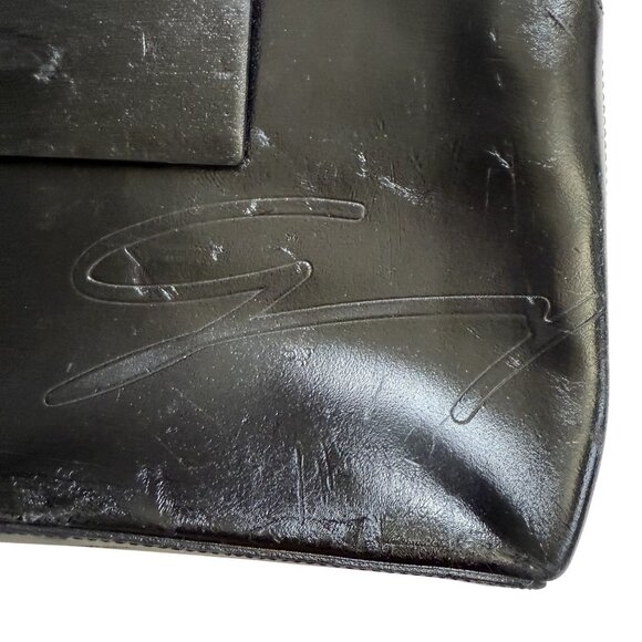 GENNY Women's Handbag Purse Black Leather Flap Zipper Minimalist Made In Italy - Picture 2 of 14